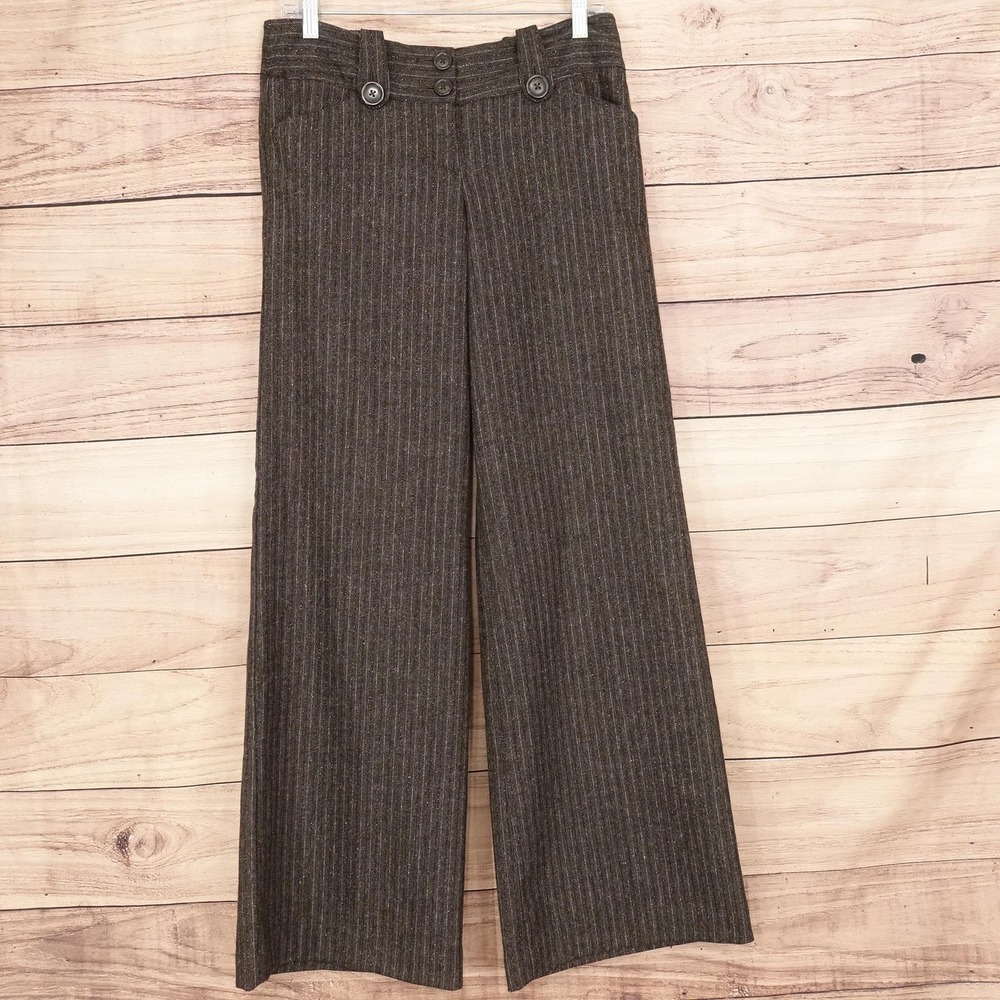 Express Design Studio Pants Womens 6 Brown Editor Tweed Wide Leg 31x31